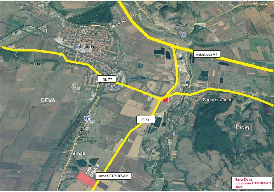 CTPark Deva II inchiriere spatiu depozitare si productie Deva vedere satelit