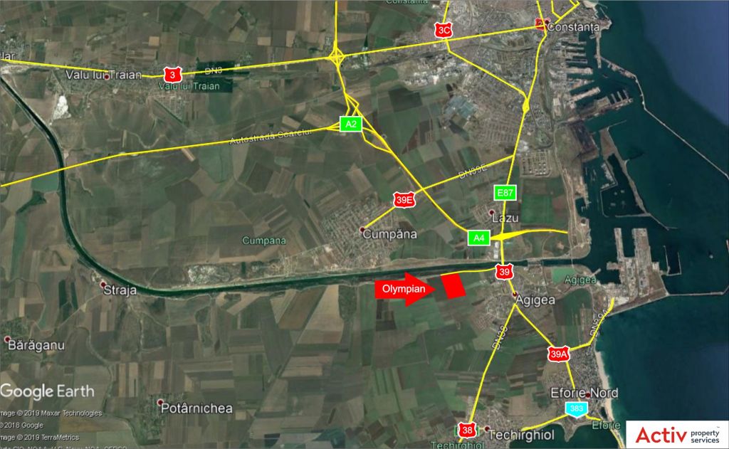 Olympian Park Constanta spatii depozitare de inchiriat Constanta sud localizare harta