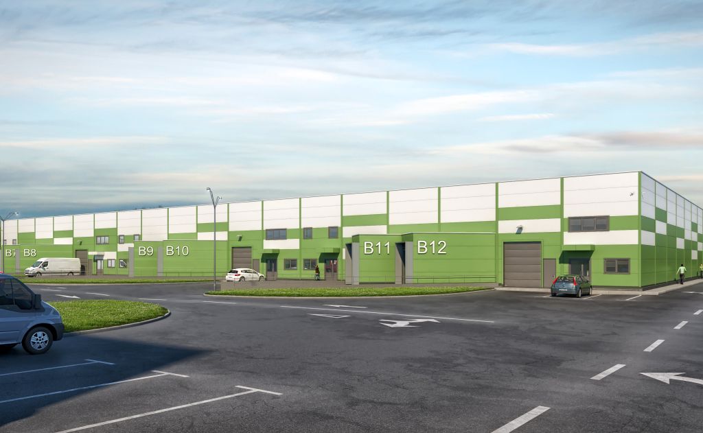 Hala de inchiriat in Catted Business Park Stefanesti, Bucuresti, vedere laterala usi acces auto