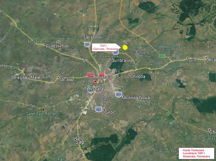 Timisoara Airport Park 1 (TAP I) inchiriere spatiu depozitare  Timisoara nord est localizare harta